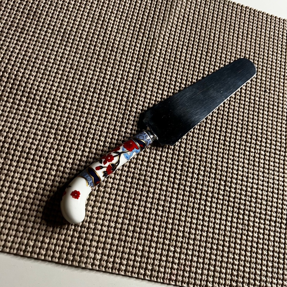 Prill Sheffield England Cake Pie Server Imari Floral Porcelain Handle Stainless